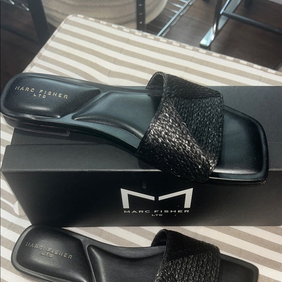 Marc Fisher Black Woven Slide Sandal - Picture 7 of 10